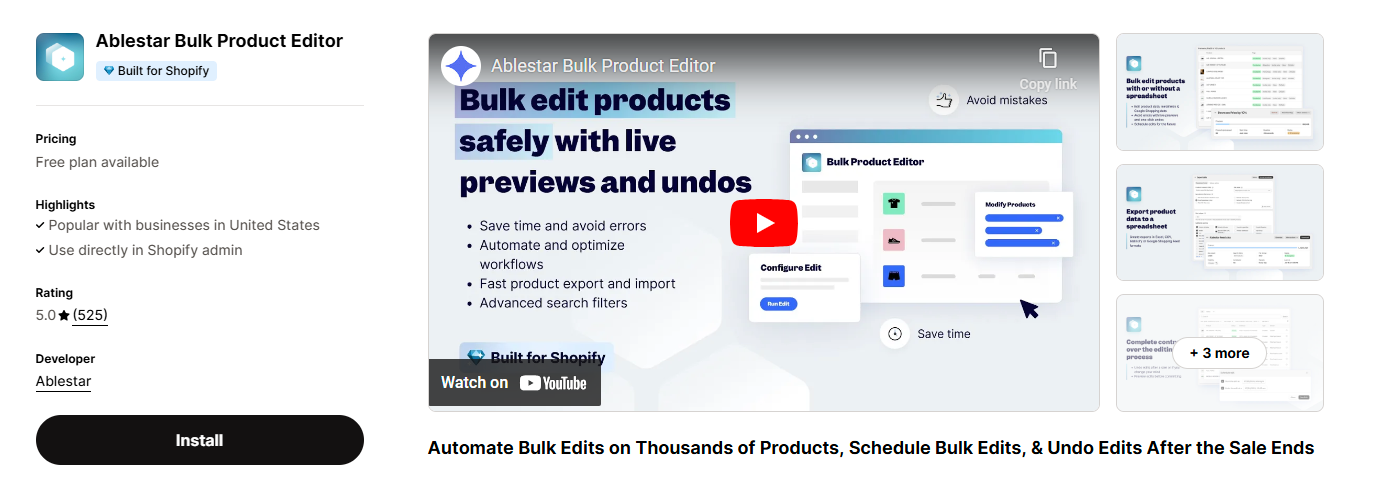 Ablestar Bulk Product Editor